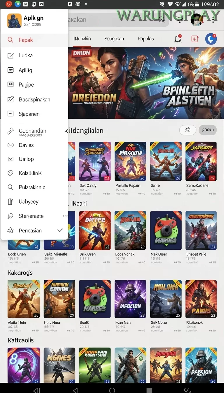 Cuplikan layar menu unduhan warungplay untuk perangkat Android